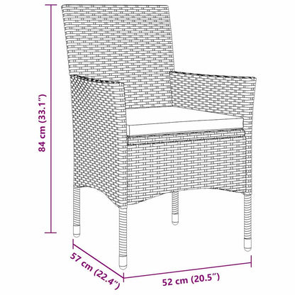 Set da Pranzo per Giardino 3 pcs Marrone Poly Rattan - homemem39