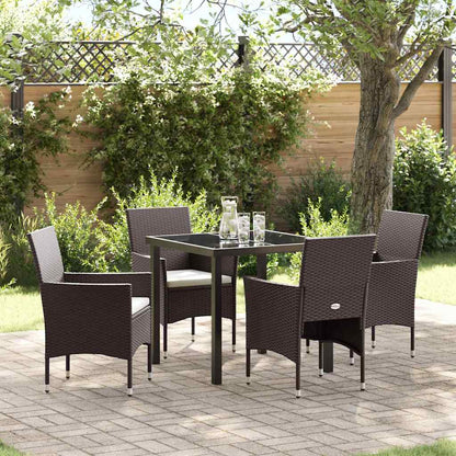 Set da Pranzo per Giardino 5 pcs Marrone Poly Rattan - homemem39