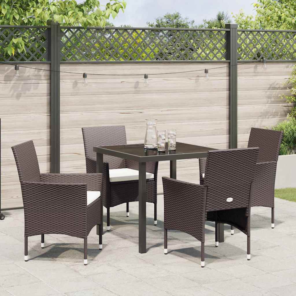 Set da Pranzo per Giardino 5 pcs Marrone Poly Rattan - homemem39