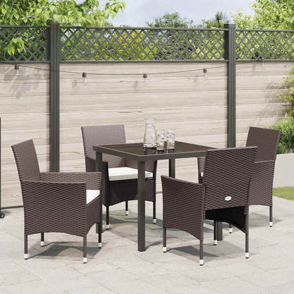 Set da Pranzo per Giardino 5 pcs Marrone Poly Rattan - homemem39