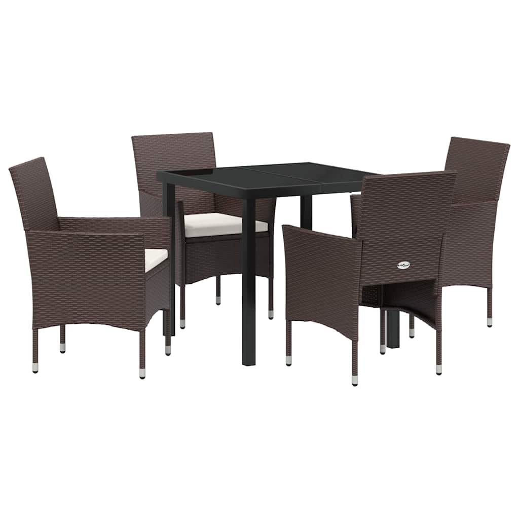 Set da Pranzo per Giardino 5 pcs Marrone Poly Rattan - homemem39