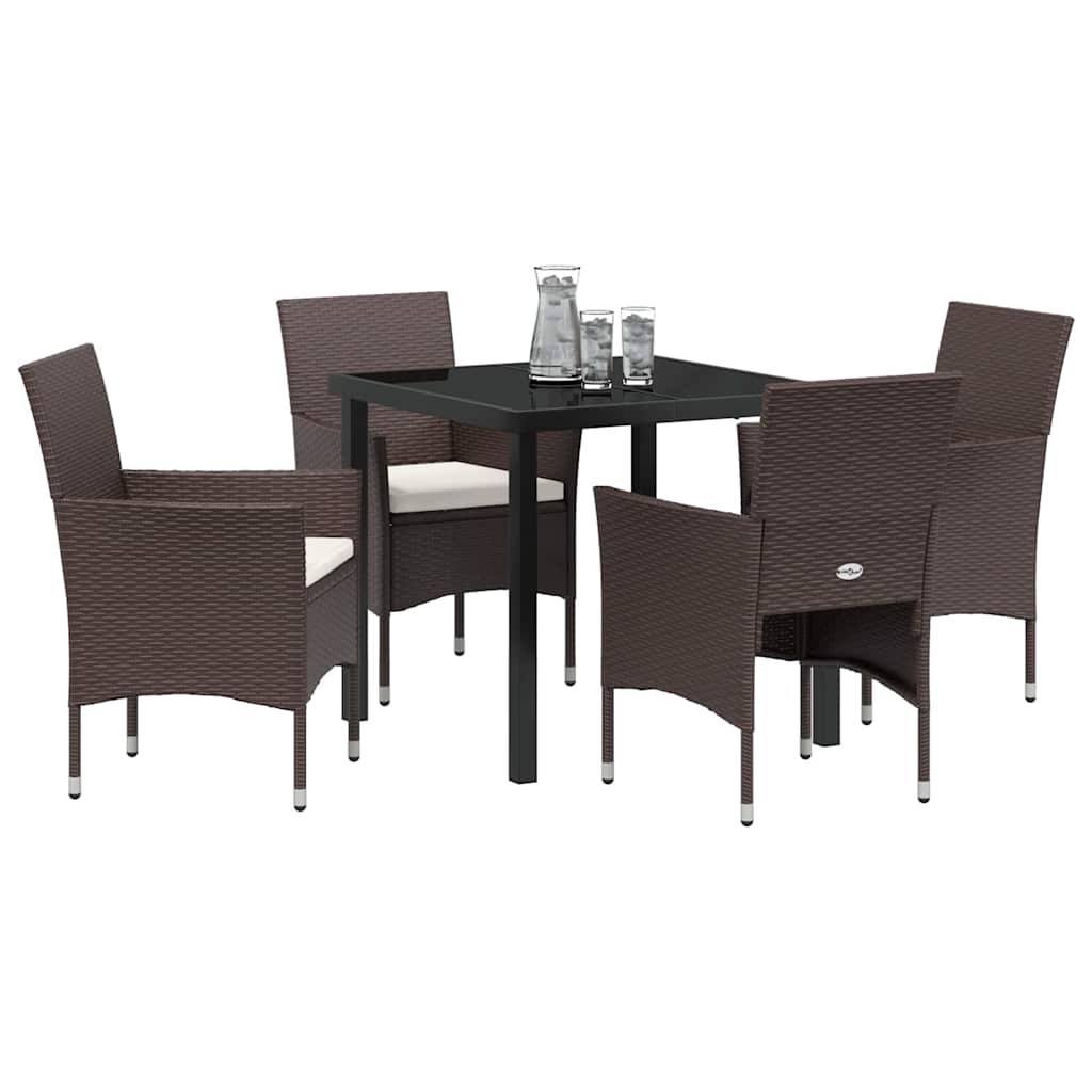 Set da Pranzo per Giardino 5 pcs Marrone Poly Rattan - homemem39