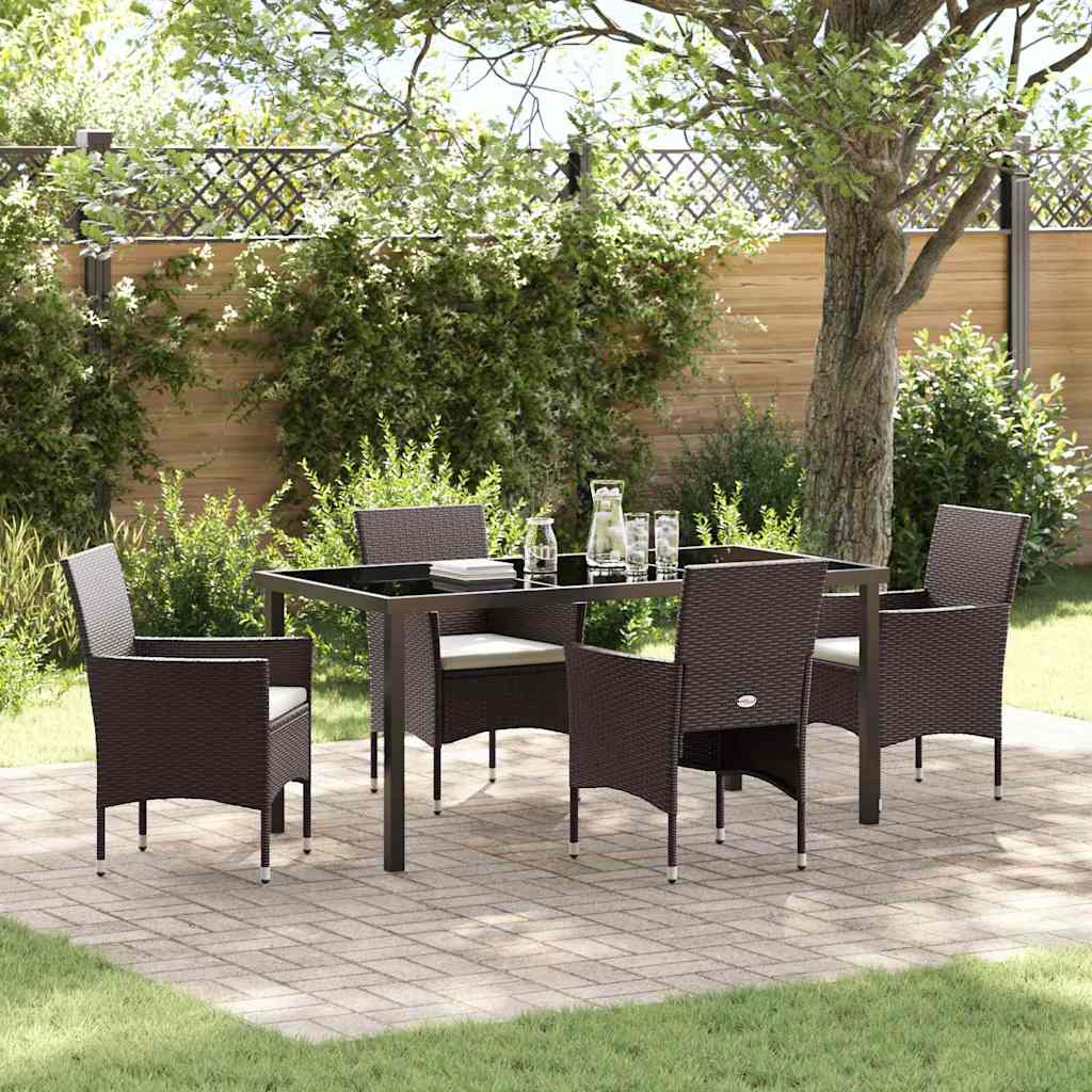 Set da Pranzo per Giardino 5 pcs Marrone Poly Rattan - homemem39