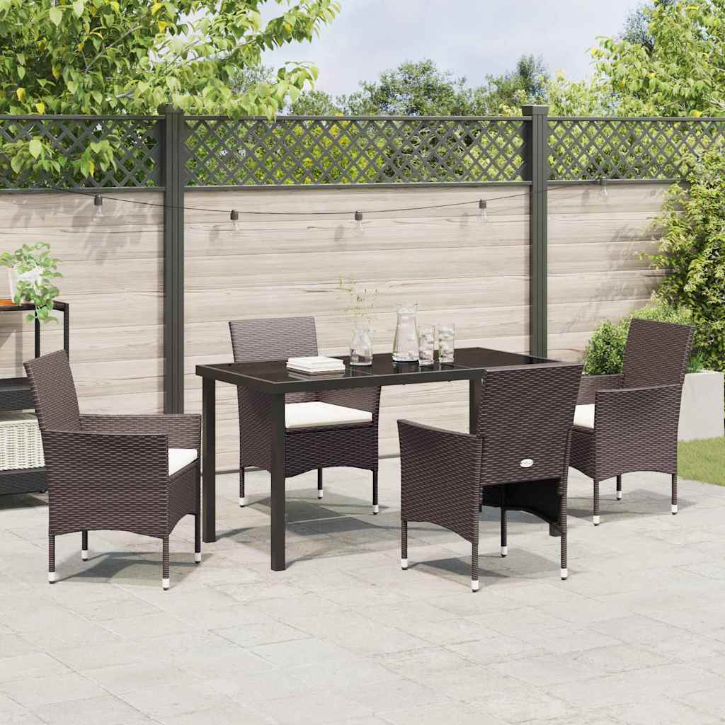 Set da Pranzo per Giardino 5 pcs Marrone Poly Rattan - homemem39
