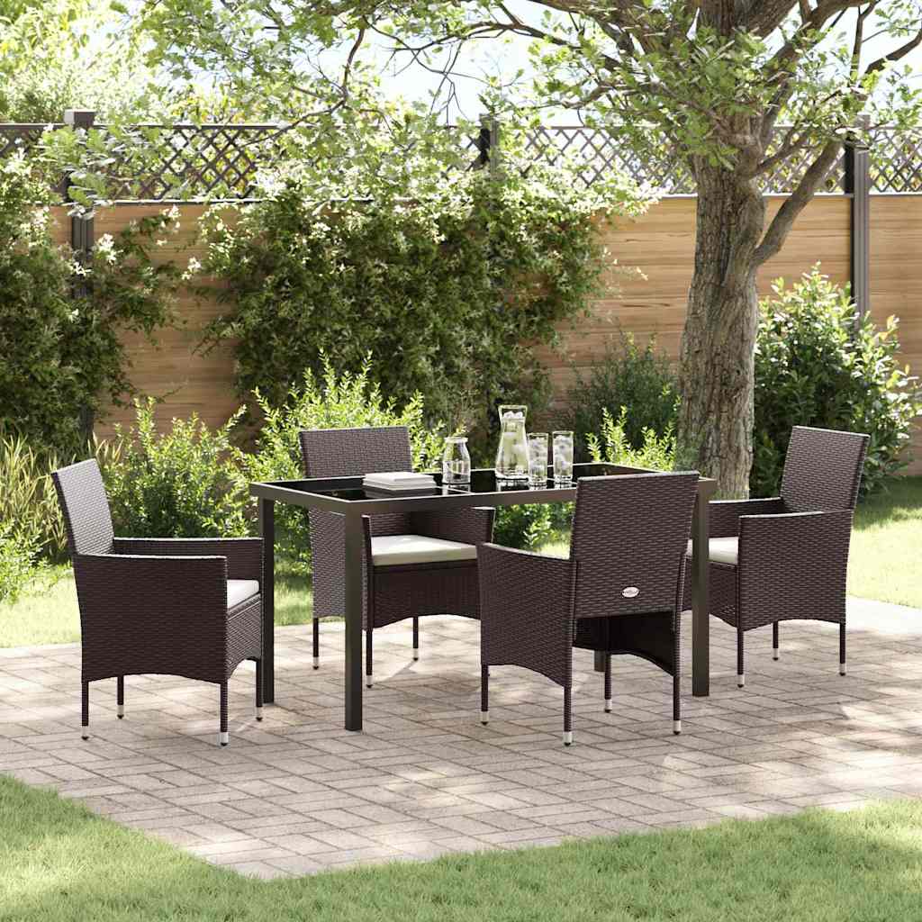 Set da Pranzo per Giardino 5 pcs Marrone Poly Rattan - homemem39