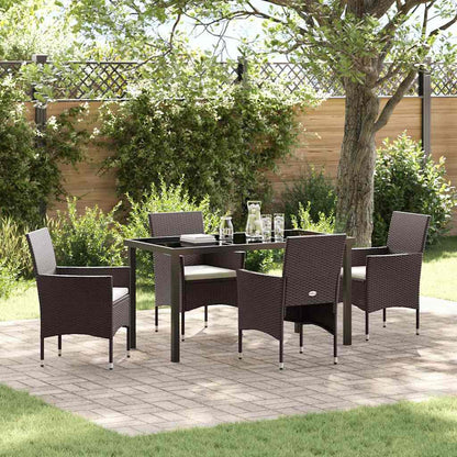 Set da Pranzo per Giardino 5 pcs Marrone Poly Rattan - homemem39