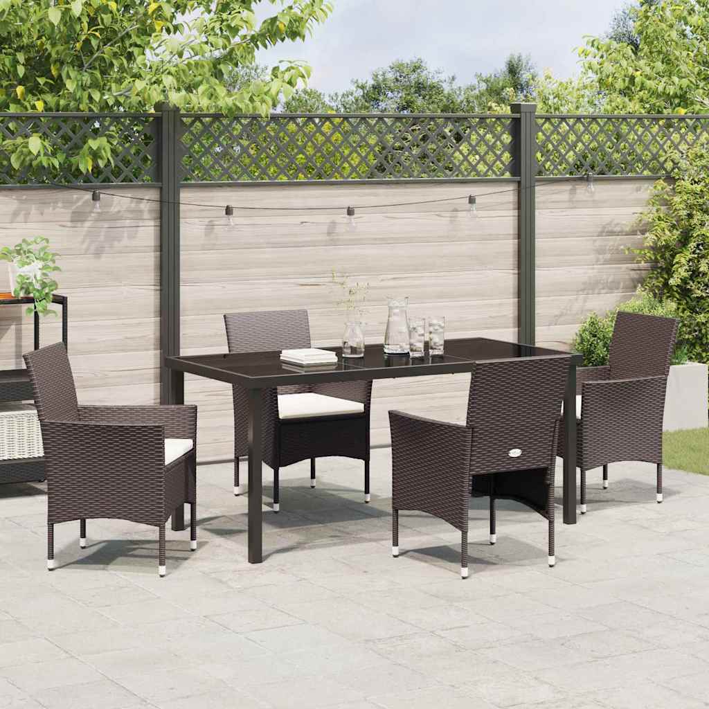 Set da Pranzo per Giardino 5 pcs Marrone Poly Rattan - homemem39