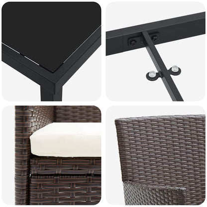 Set da Pranzo per Giardino 7 pcs Marrone Poly Rattan - homemem39