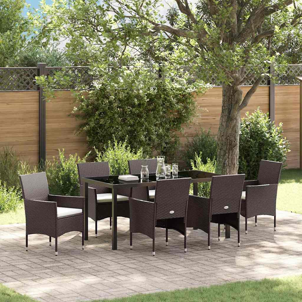 Set da Pranzo per Giardino 7 pcs Marrone Poly Rattan - homemem39