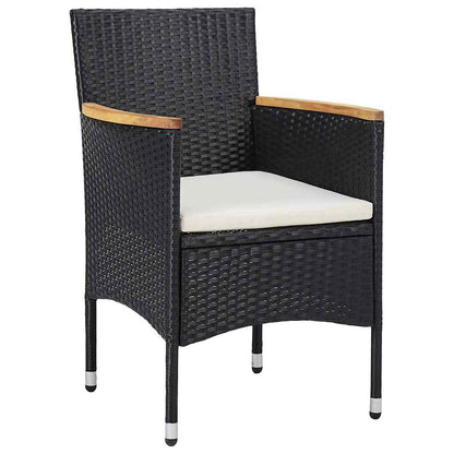 Set da Pranzo per Giardino con cuscino 3 pcs Nero Poly Rattan - homemem39