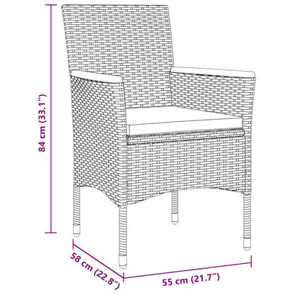 Set da Pranzo per Giardino 5 pz Nero polyrattan | homemem39