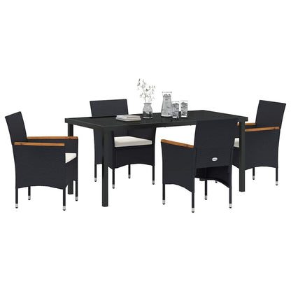Set da Pranzo per Giardino con cuscino 5 pcs Nero Poly Rattan - homemem39