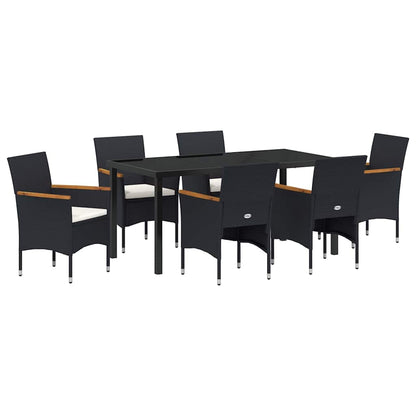 Set da Pranzo per Giardino con cuscino 7 pcs Nero Poly Rattan - homemem39