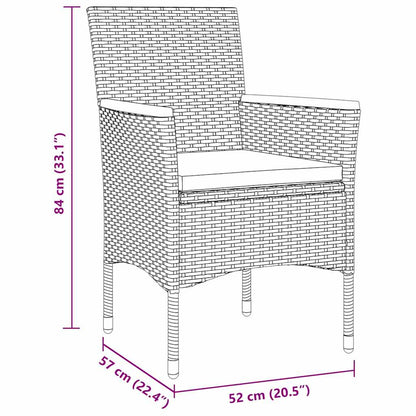 Set da Pranzo per Giardino con cuscino 3 pcs Grigio polyrattan | homemem39