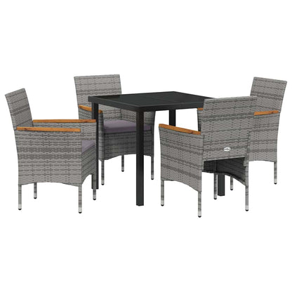 Set da Pranzo per Giardino con cuscino 5 pcs Grigio Poly Rattan - homemem39
