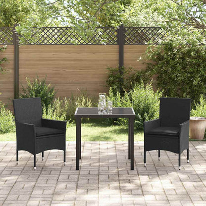 Set da Pranzo per Giardino con cuscino 3 pcs Nero Poly Rattan - homemem39