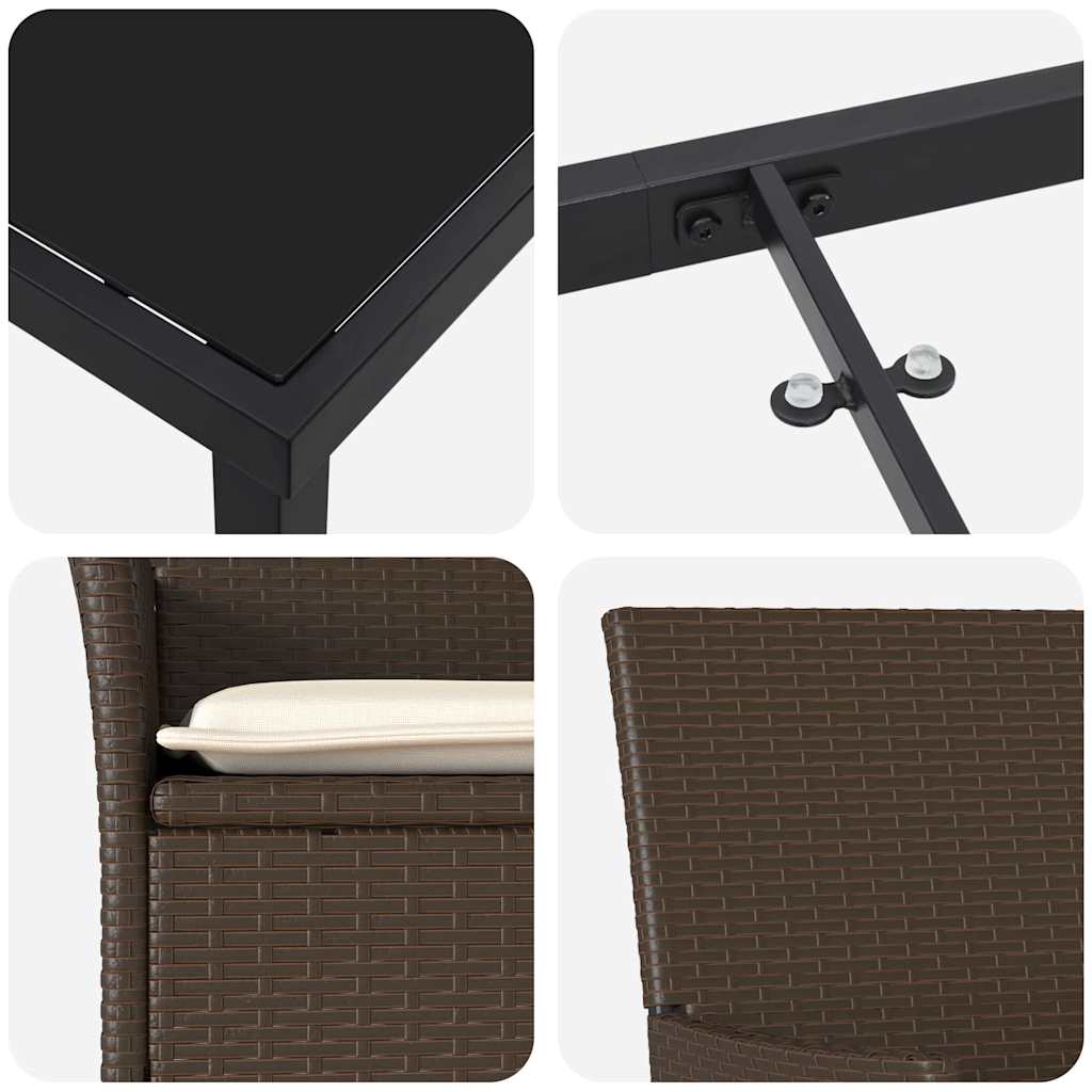 Set da Pranzo per Giardino 3 pcs Marrone Poly Rattan - homemem39