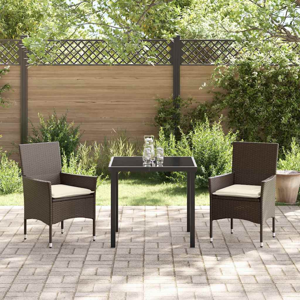 Set da Pranzo per Giardino 3 pcs Marrone Poly Rattan - homemem39
