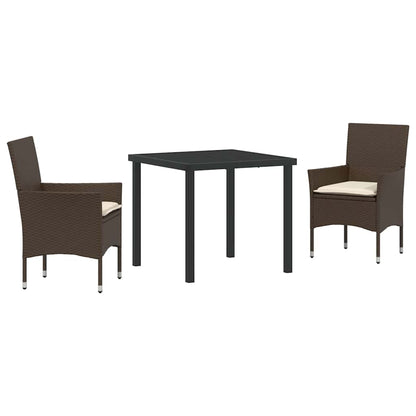 Set da Pranzo per Giardino 3 pcs Marrone Poly Rattan - homemem39