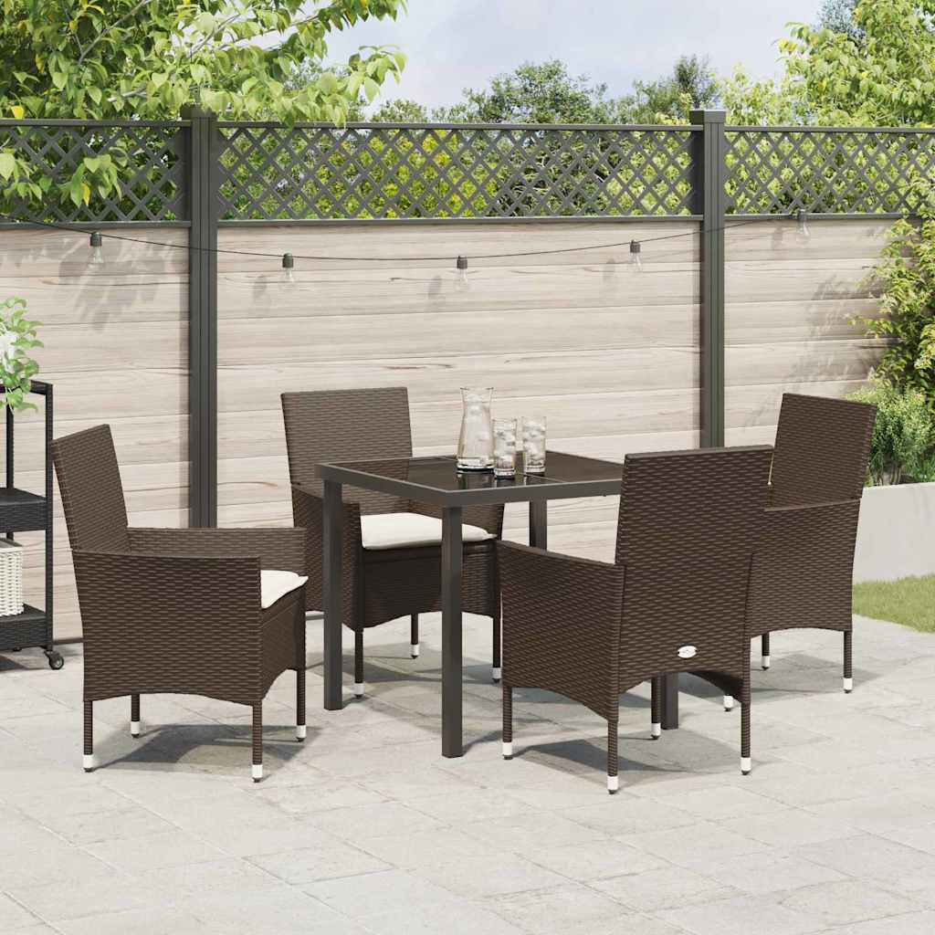 Set da Pranzo per Giardino 5 pcs Marrone Poly Rattan - homemem39