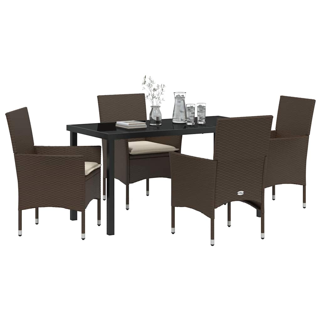 Set da Pranzo per Giardino 5 pcs Marrone Poly Rattan - homemem39