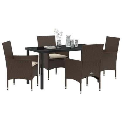 Set da Pranzo per Giardino 5 pcs Marrone Poly Rattan - homemem39