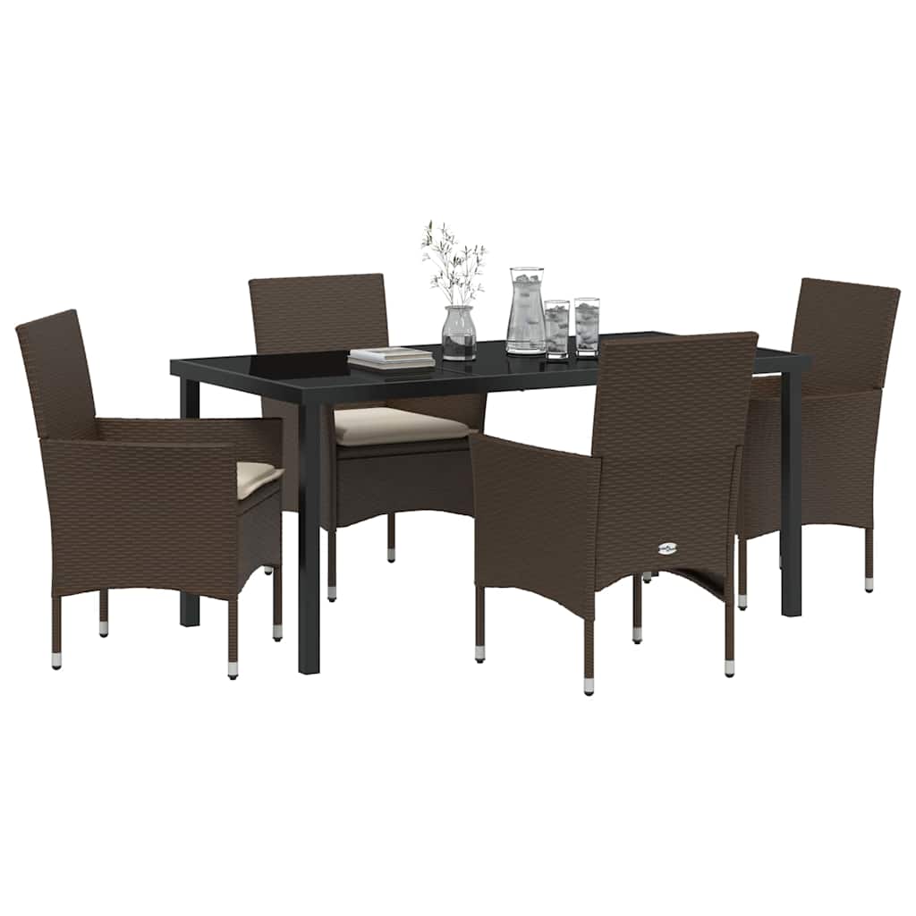 Set da Pranzo per Giardino 5 pcs Marrone Poly Rattan - homemem39