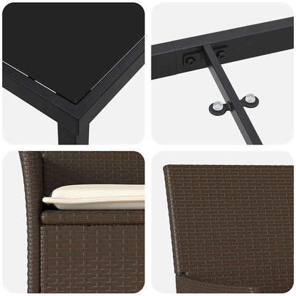 Set da Pranzo per Giardino 7 pcs Marrone Poly Rattan - homemem39