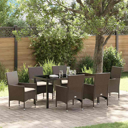 Set da Pranzo per Giardino 7 pcs Marrone Poly Rattan - homemem39