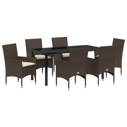 Set da Pranzo per Giardino 7 pcs Marrone Poly Rattan - homemem39