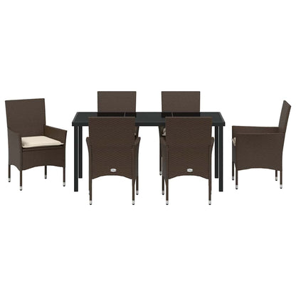 Set da Pranzo per Giardino 7 pcs Marrone Poly Rattan - homemem39