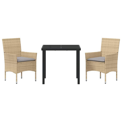 Set da Pranzo per Giardino con cuscino 3 pcs Beige Poly Rattan - homemem39