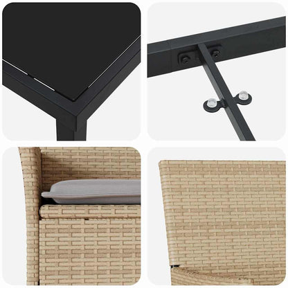 Set da Pranzo per Giardino con cuscino 5 pcs Beige Poly Rattan - homemem39