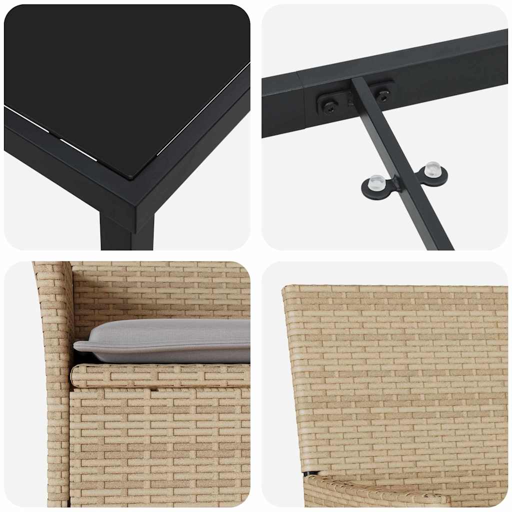 Set da Pranzo per Giardino con cuscino 7 pcs Beige Poly Rattan - homemem39