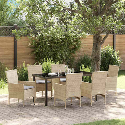 Set da Pranzo per Giardino con cuscino 7 pcs Beige Poly Rattan - homemem39