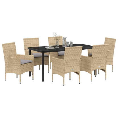 Set da Pranzo per Giardino con cuscino 7 pcs Beige Poly Rattan - homemem39
