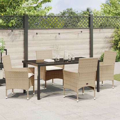 Set da Pranzo per Giardino con cuscino 5 pcs Beige Poly Rattan - homemem39