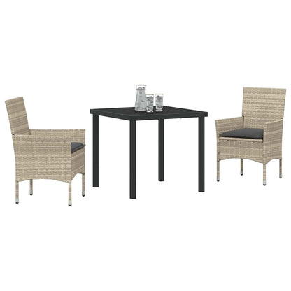Set da Pranzo per Giardino 3 pcs Grigio chiaro Poly Rattan - homemem39