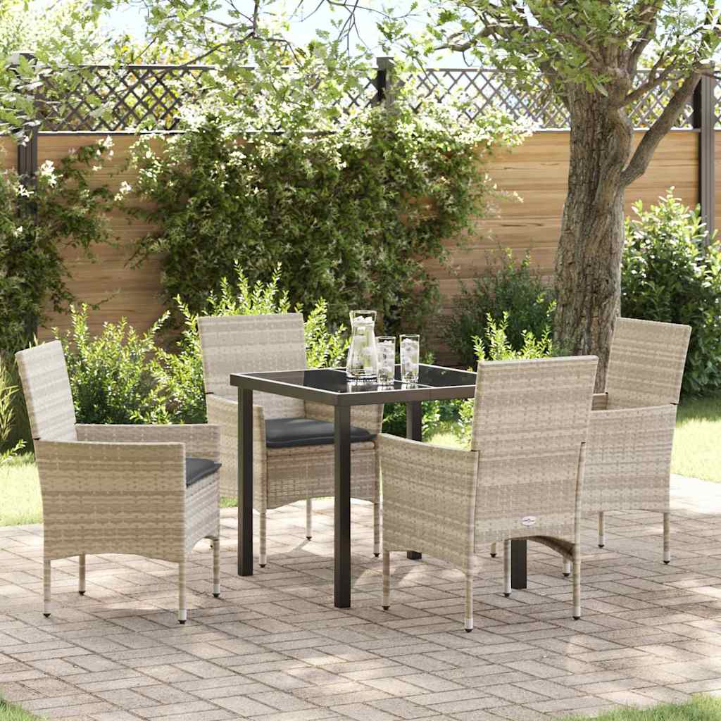 Set da Pranzo per Giardino 5 pcs Grigio chiaro Poly Rattan - homemem39