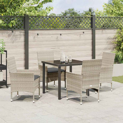 Set da Pranzo per Giardino 5 pcs Grigio chiaro Poly Rattan - homemem39