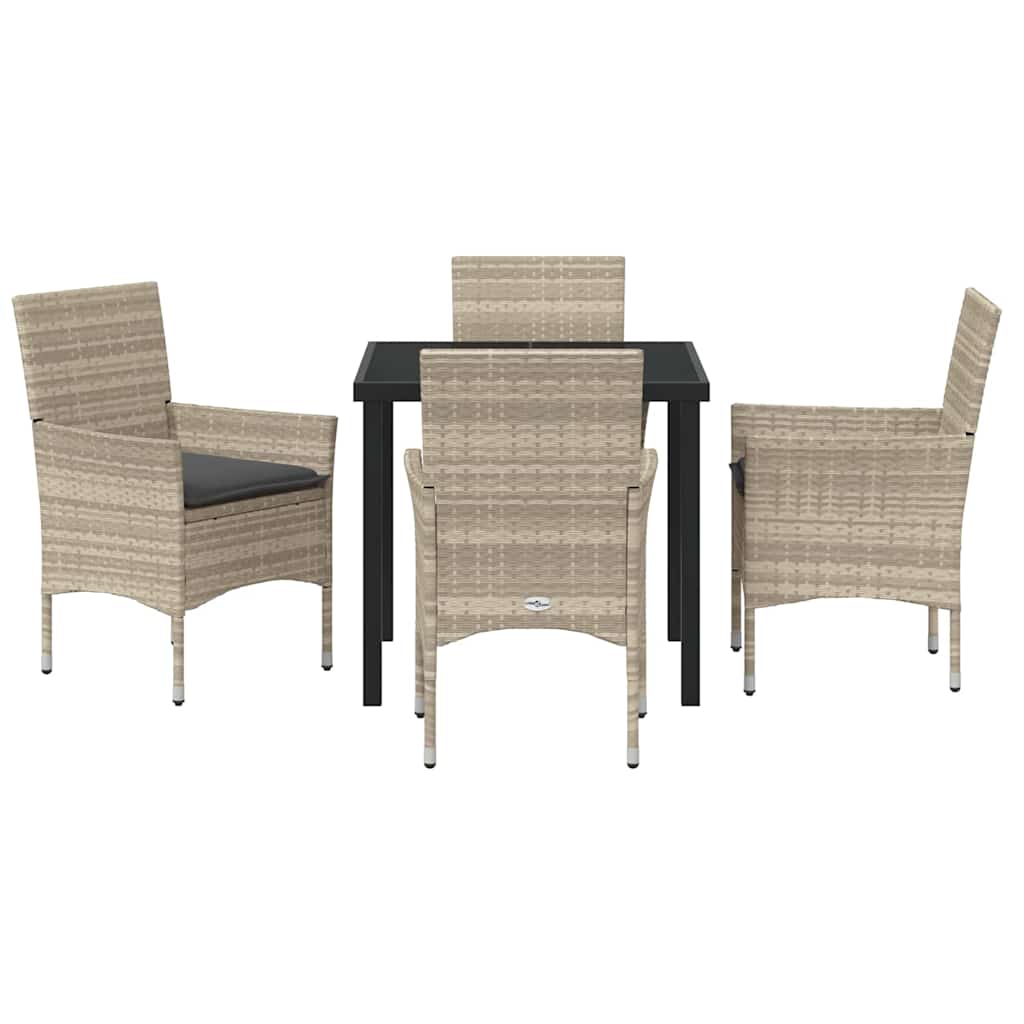 Set da Pranzo per Giardino 5 pcs Grigio chiaro Poly Rattan - homemem39