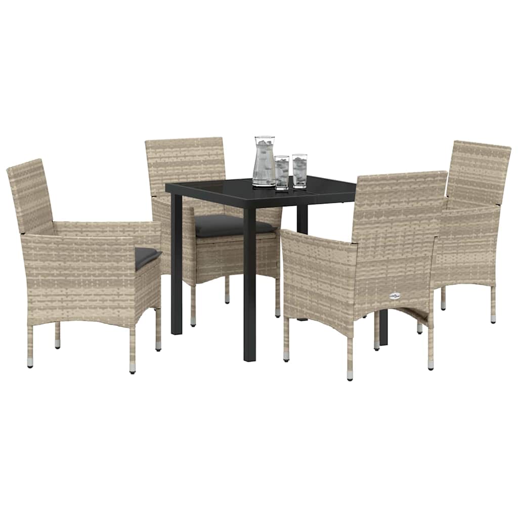 Set da Pranzo per Giardino 5 pcs Grigio chiaro Poly Rattan - homemem39