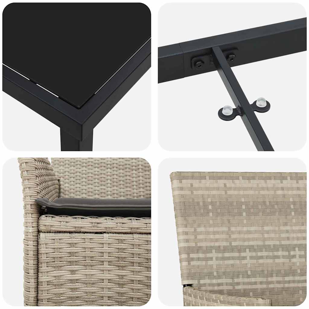 Set da Pranzo per Giardino 5 pcs Grigio chiaro Poly Rattan - homemem39