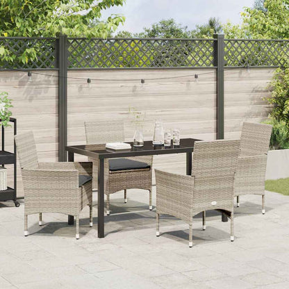 Set da Pranzo per Giardino 5 pcs Grigio chiaro Poly Rattan - homemem39