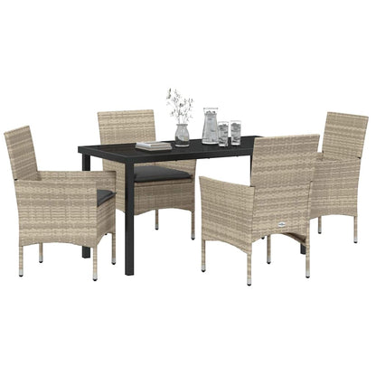 Set da Pranzo per Giardino 5 pcs Grigio chiaro Poly Rattan - homemem39
