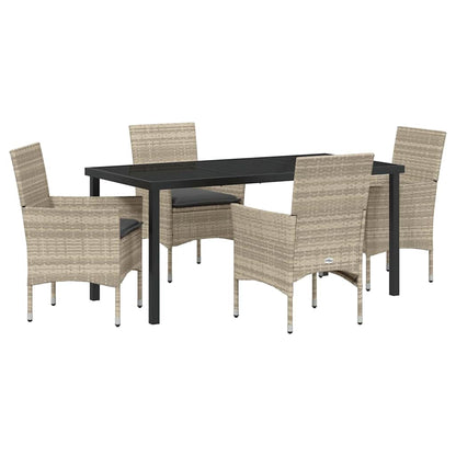 Set da Pranzo per Giardino 5 pcs Grigio chiaro Poly Rattan - homemem39
