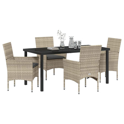 Set da Pranzo per Giardino 5 pcs Grigio chiaro Poly Rattan - homemem39