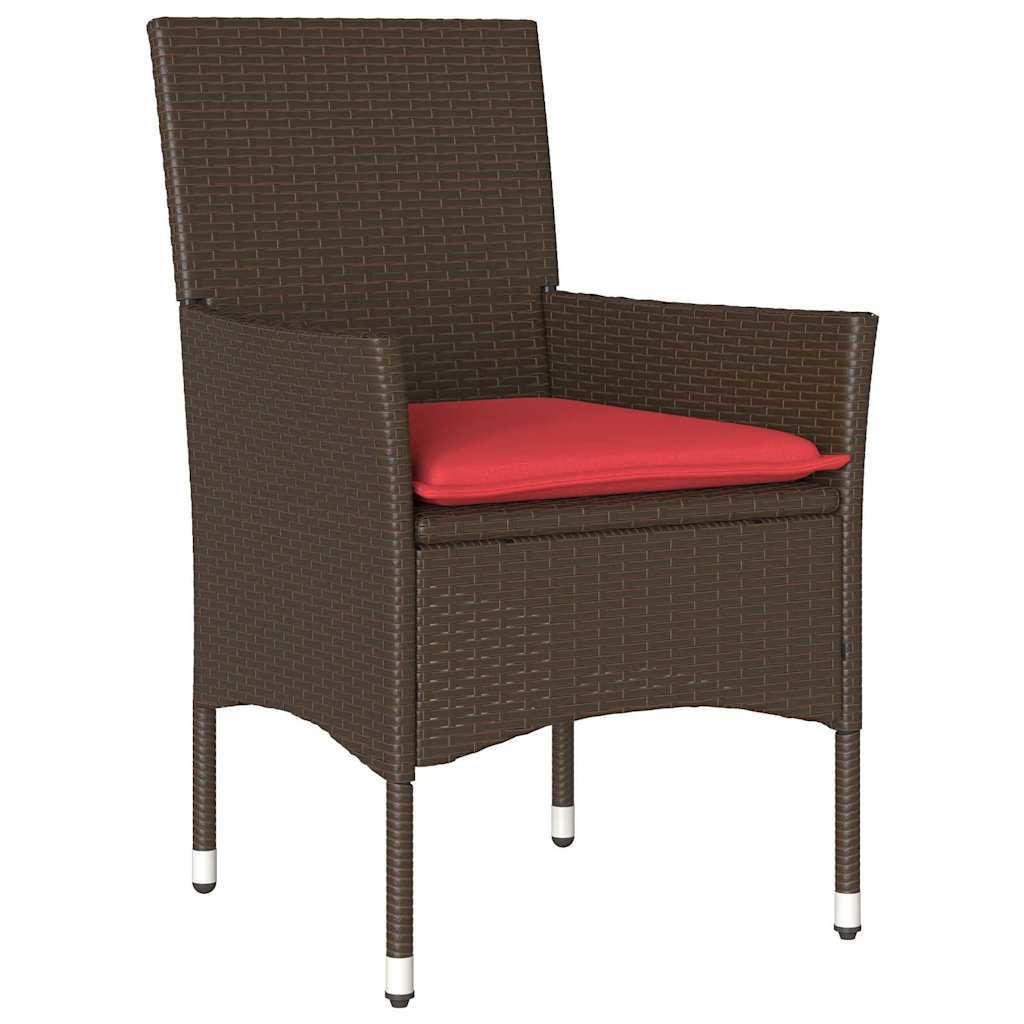 Set di tavolo e sedie con cuscino 5 pcs Marrone Rattan in PE | homemem39