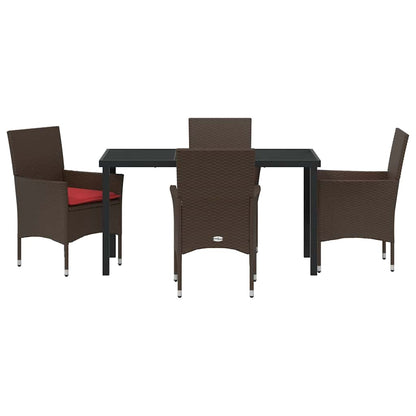 Set di tavolo e sedie con cuscino 5 pcs Marrone Rattan in PE | homemem39