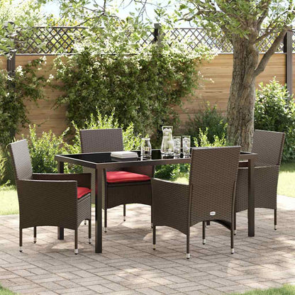 Set di tavolo e sedie con cuscino 5 pcs Marrone Rattan in PE | homemem39